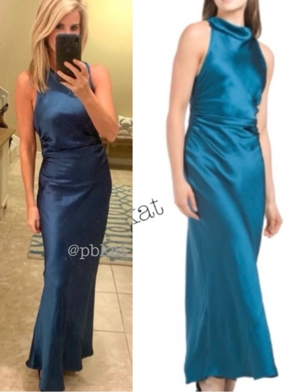 House of Harlow 1960 Blue Satin Silky Midi Dress
